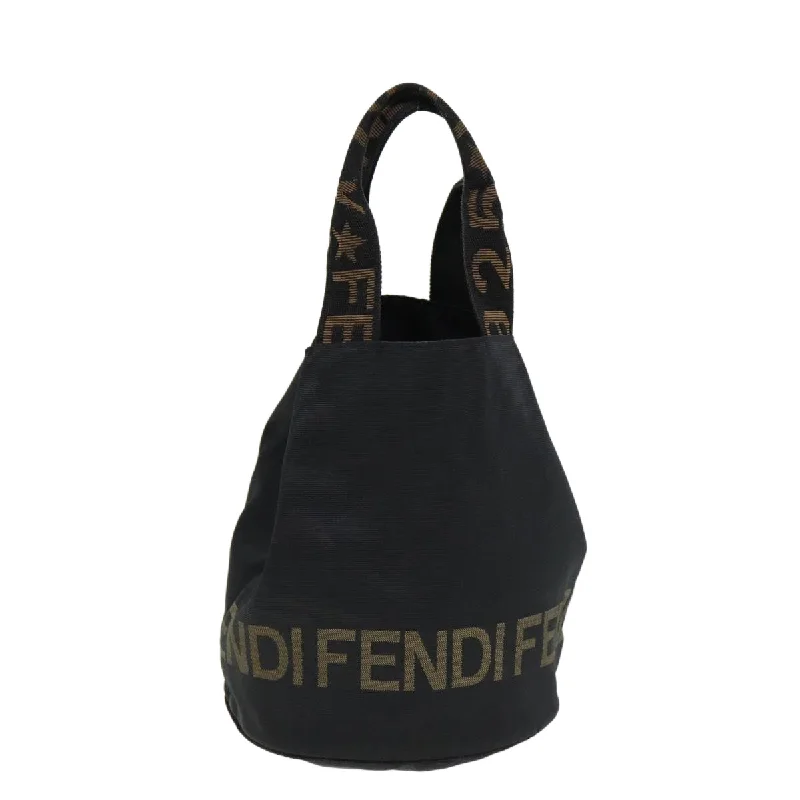 Fendi bags with a zip - top closure and a front - pocket for quick access to keys and cardsFENDI Hand Bag Nylon Black Gold  bs16741