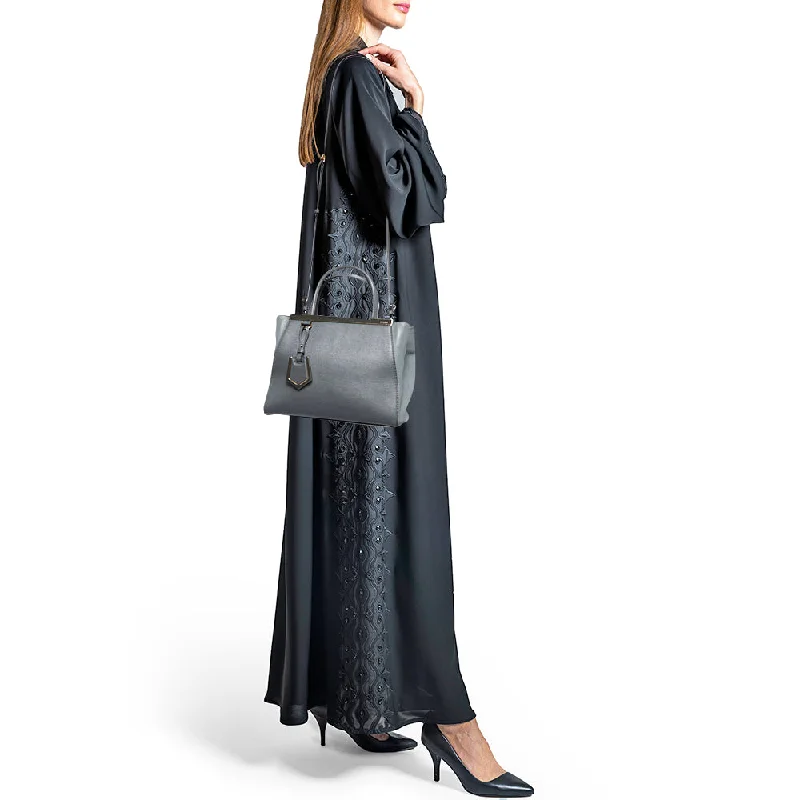 Fendi bags with a back - zip pocket for storing valuables securelyFENDI Grey Leather Small 2Jours Tote