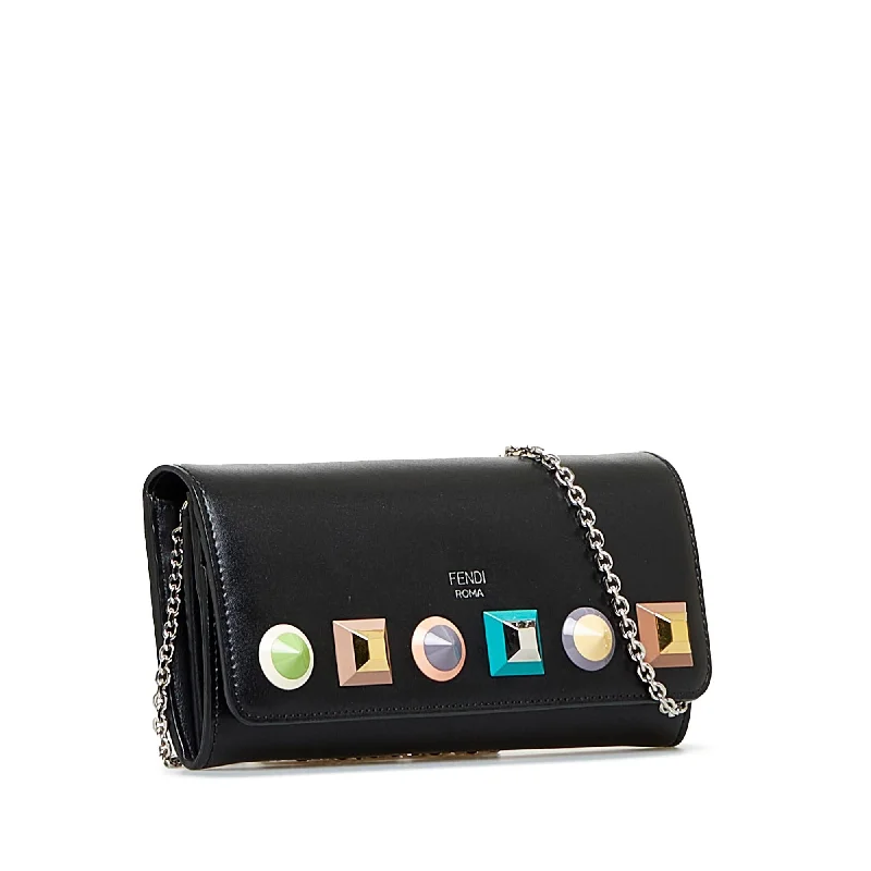 Fendi Peekaboo bags with a classic two - compartment design for organized storageFendi Studded Leather Wallet on Chain (SHG-AdpZf4)