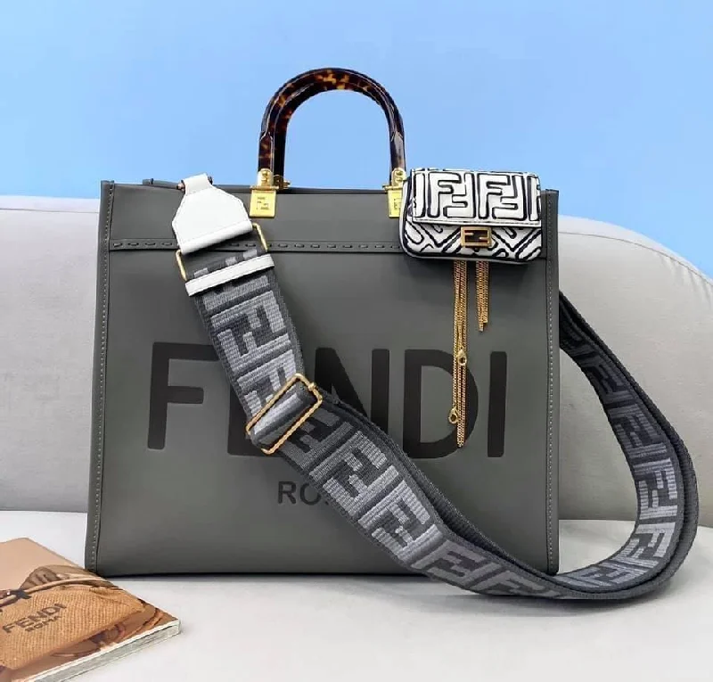 Fendi backpacks with a retractable handle for easy transportationFendi Sunshine Shopper Medium Bag