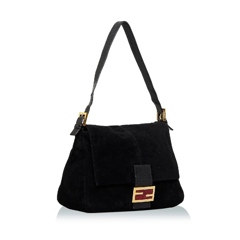 Ladies Fendi shoulder bags with a magnetic - closure flap for easy opening and closingFendi Suede Mamma Forever (SHG-aZgvoM)