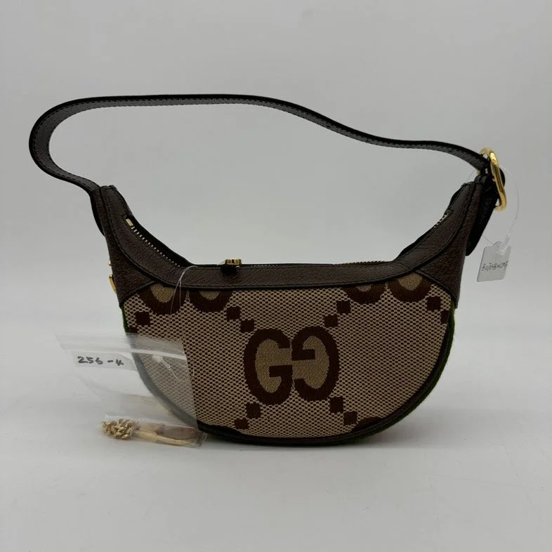 Ladies Gucci shoulder bags with a single - handle designGucci Canvas Leather Shoulder Bag - Brown and Beige Medium Size