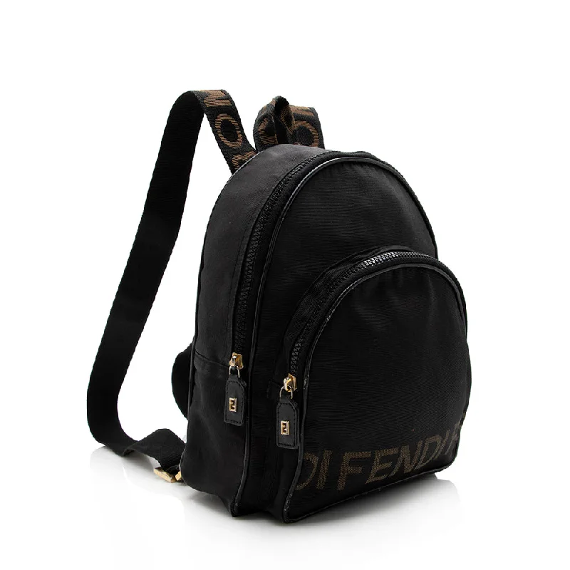 Fendi By The Way bags with a laser - cut leather detail for a modern and intricate lookFendi Vintage Nylon Logo Backpack (SHF-17036)