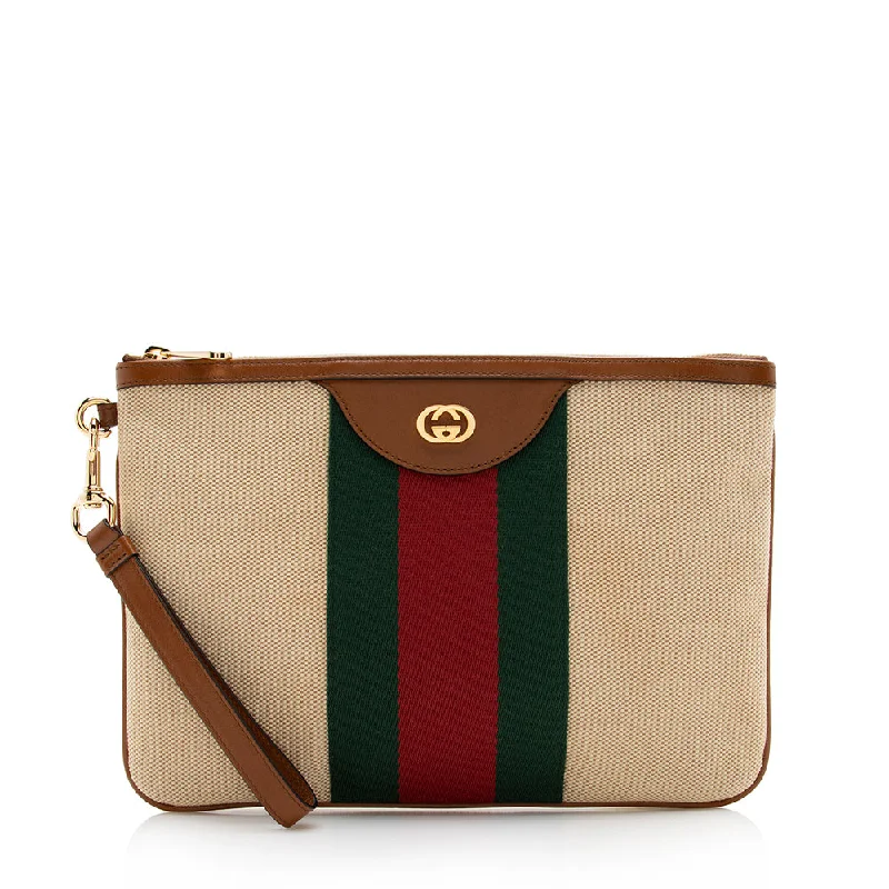 Small - sized Women Gucci shoulder bags for evening outingsGucci Canvas Vintage Web Wristlet