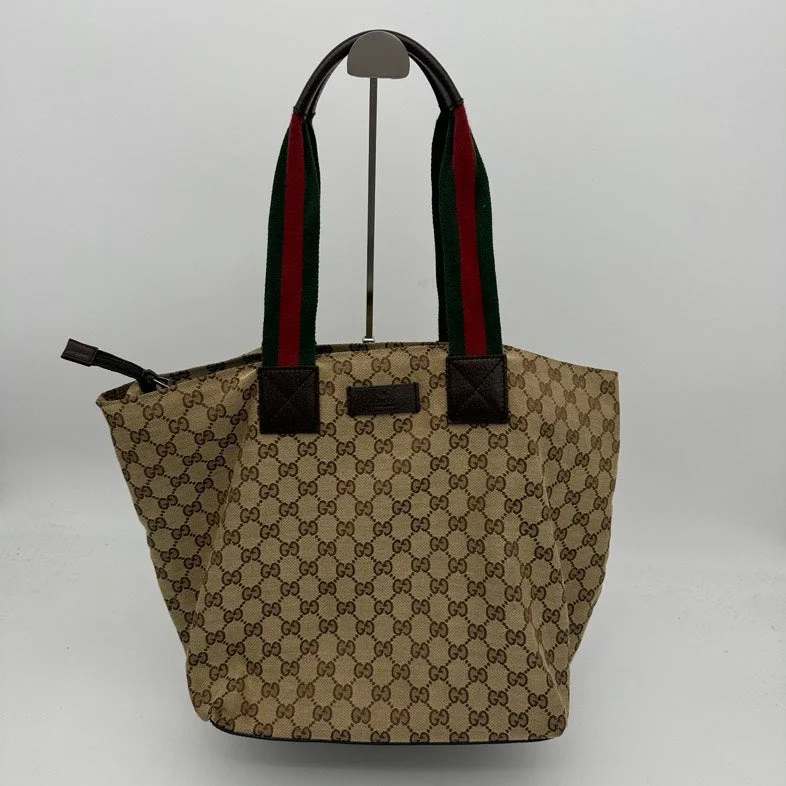 Ladies Gucci shoulder bags with a tassel decorationGucci Canvas Tote Bag Beige Red Green Handle Medium