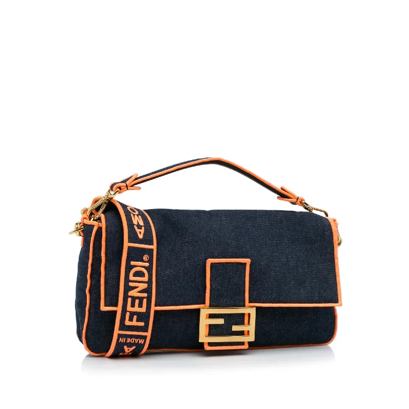 Fendi By The Way bags with a suede interior lining for a luxurious and soft feelFendi Large Denim Baguette Bag (SHG-zrIjdA)