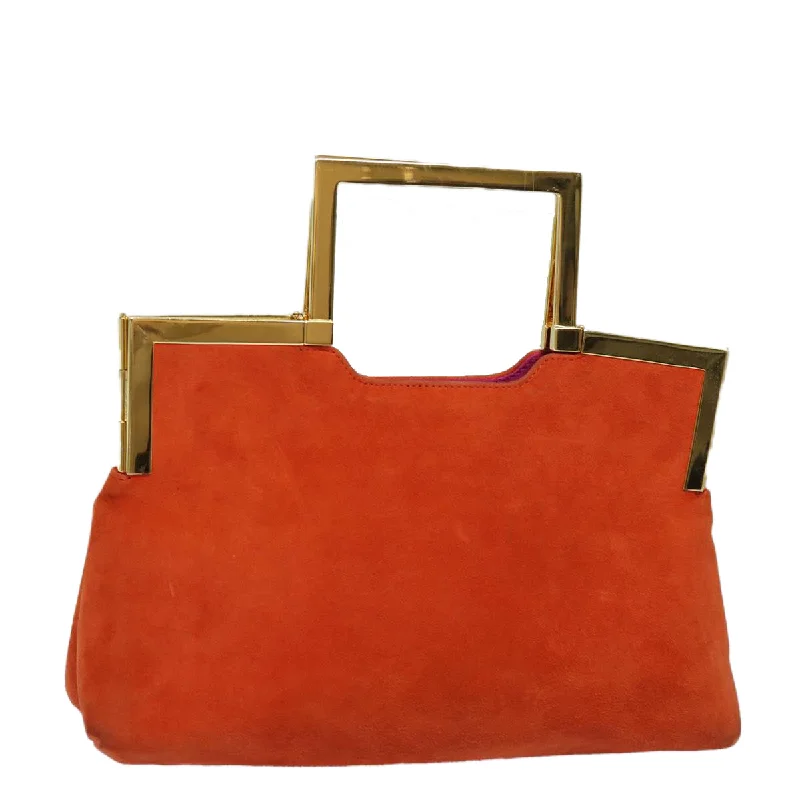 Ladies Fendi shoulder bags with a detachable phone stand for hands - free viewingFENDI Hand Bag Suede Orange  83492