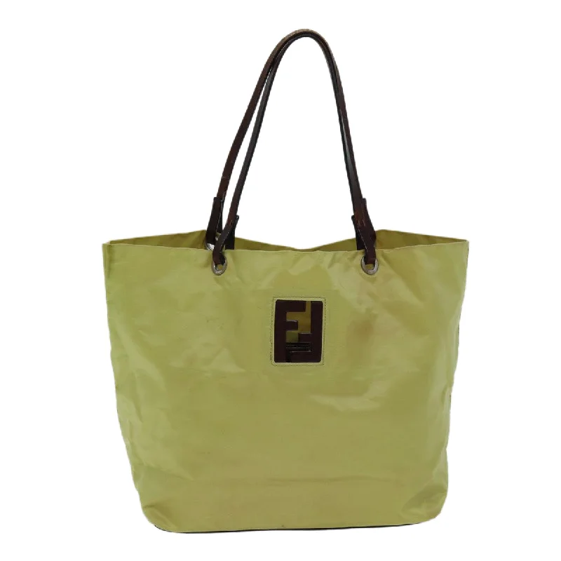 Fendi tote bags with a self - cleaning interior lining for easy maintenanceFENDI Hand Bag Nylon Yellow  ti1759