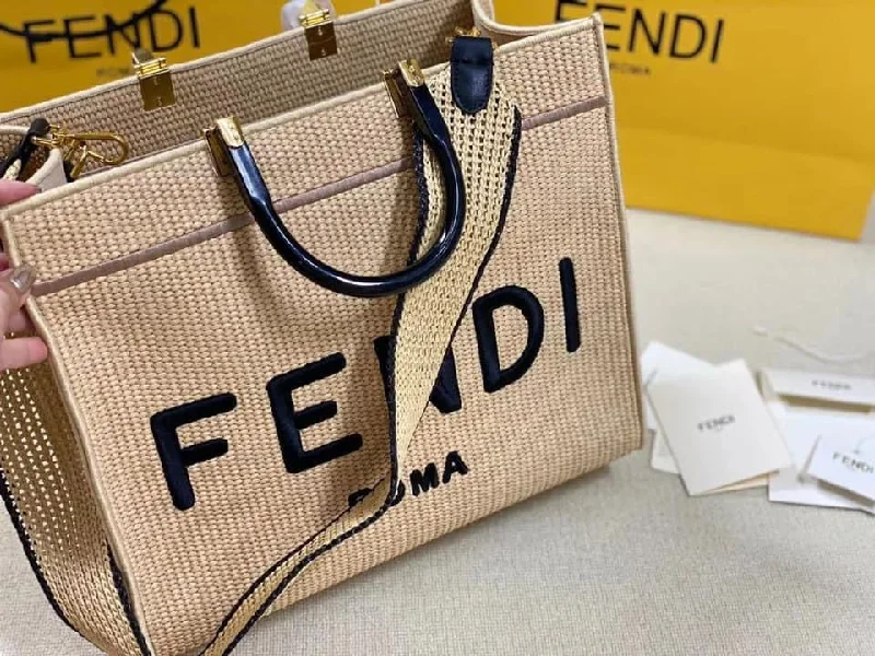 Fendi handbags with a metallic - finish FF logo for a bold and glamorous lookFendi Sunshine Shopper Large Bag