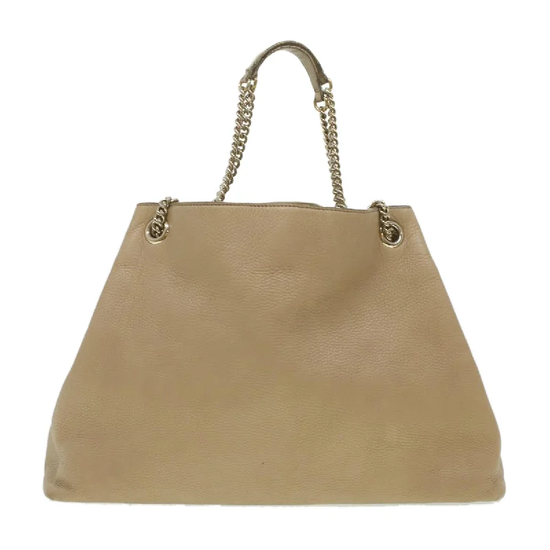 Gucci backpacks for women with a sleek silhouetteGUCCI Chain Soho Shoulder Bag Leather Beige 310306  am3948