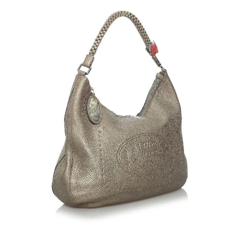 Fendi bags with a back - zip pocket for storing valuables securelyFendi Selleria Leather Hobo Bag (SHG-33738)