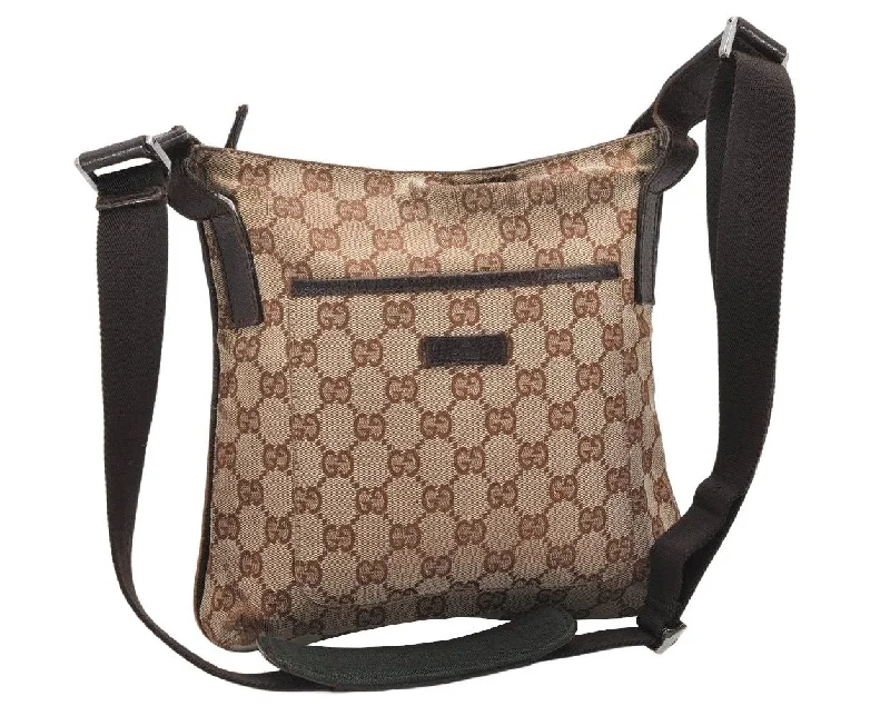 Women Gucci tote bags in GG Supreme canvas for a branded feelAuthentic GUCCI Shoulder Cross Body Bag GG Canvas Leather 122793 Brown 5751K