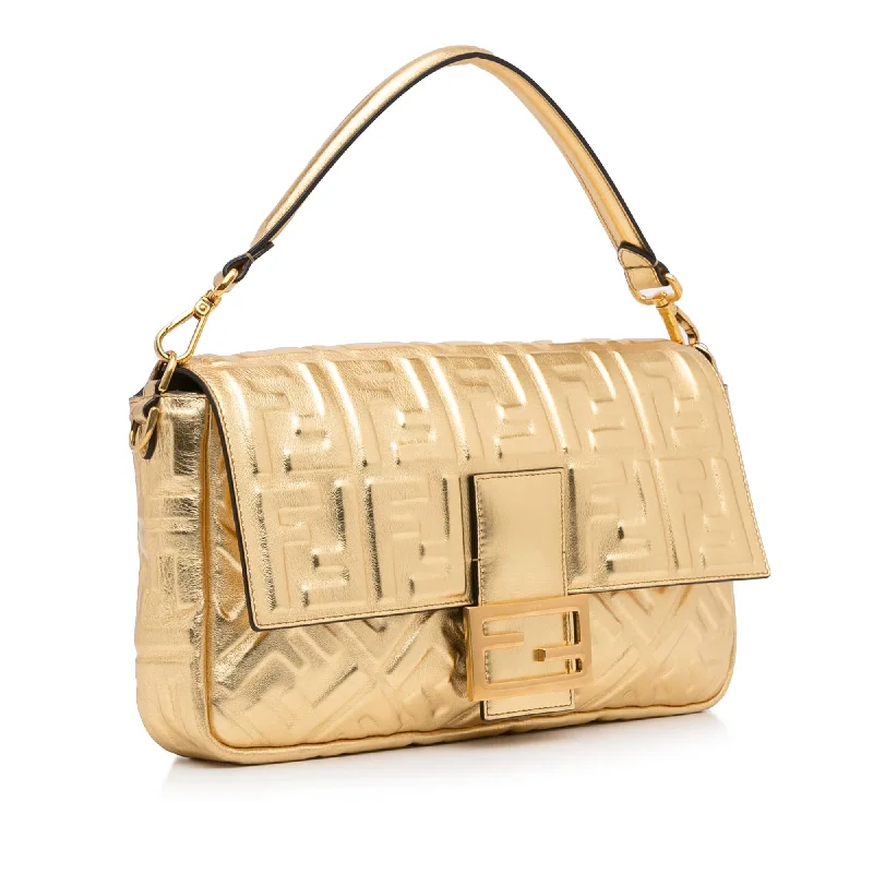 Fendi bags with a back - zip pocket for storing valuables securelyFendi Large Embossed Zucca Baguette (SHG-ZcKJ66)