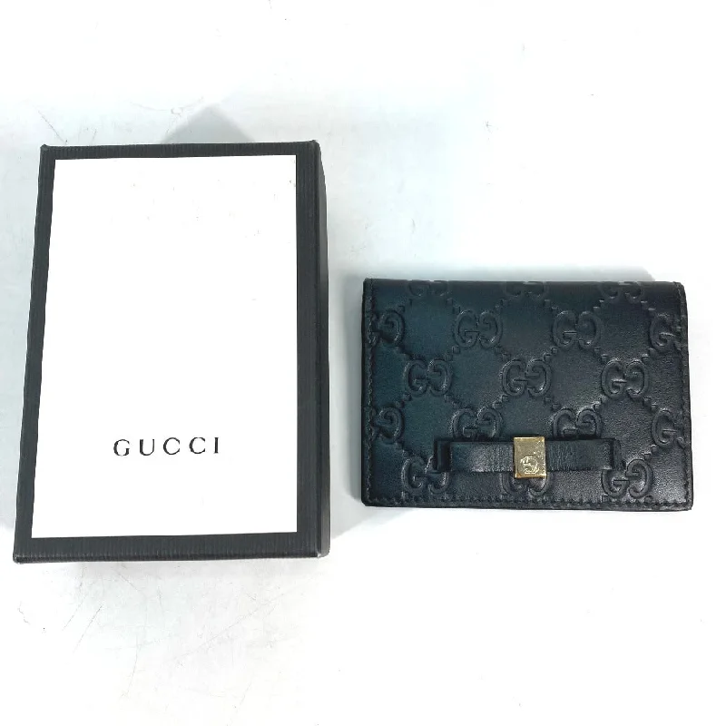 Gucci handbags for women with a patent - leather finishGUCCI Card Case 451192 Sima leather black Guccisima GG Ribbon Ribon Women Used