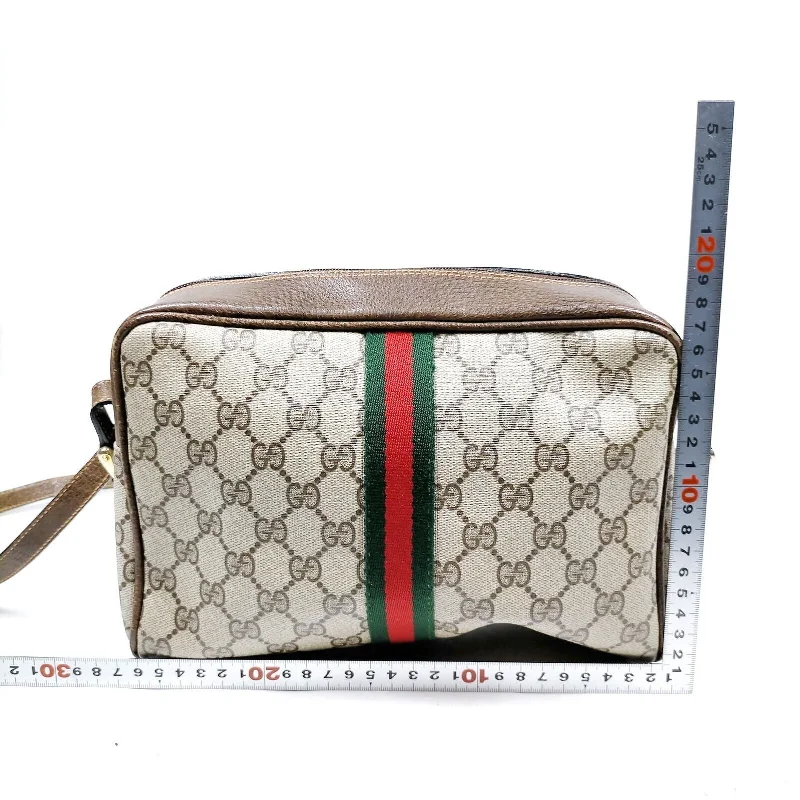 Women Gucci Sylvie bags with a detachable ribbon detailGucci Vintage Sherry Line Brown PVC Shoulder Bag