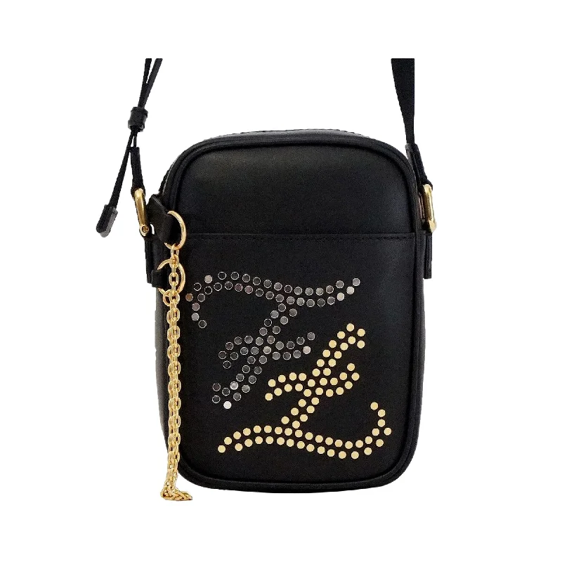 Fendi Baguette bags with a detachable shoulder strap for hands - free convenienceFendi Karligraphy Studded Black Leather Small Crossbody Bag