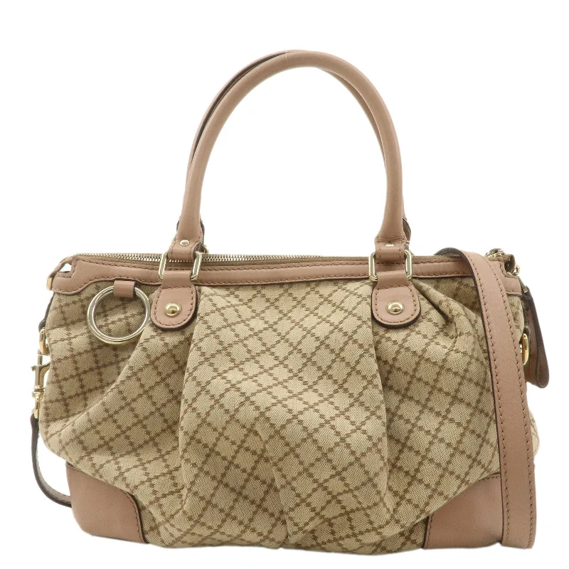 Gucci tote bags for women with a printed Gucci logoGUCCI Diamante Sukey Canvas Leather 2Way Shoulder Bag 247902