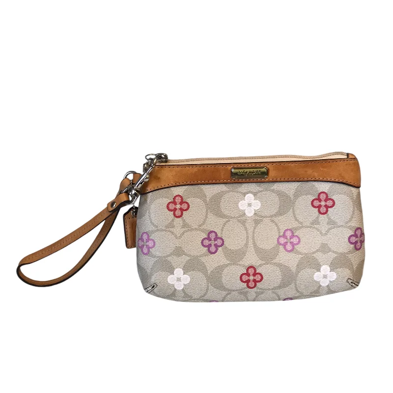 Coach bags with a zip - top closure and a front - pocket for quick accessWristlet Designer By Coach In Floral Print, Size:Small