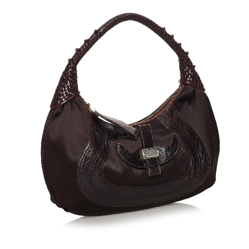 Fendi By The Way bags with a large capacity and a drawstring closureFendi Spy Satin Shoulder Bag (SHG-30487)