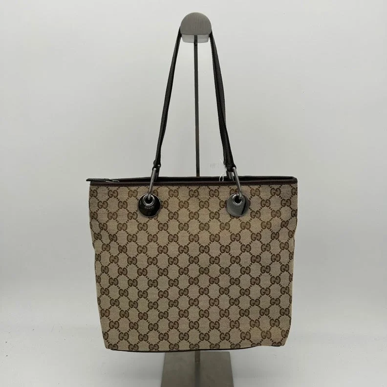 Medium - sized Women Gucci handbags for everyday useGucci Canvas GG Monogram Medium Shoulder Bag - Beige Brown