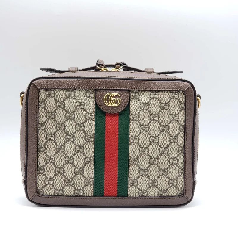 Women Gucci bags with interlocking G hardware for a classic lookGucci GG Supreme Web Top Handle Shoulder Bag