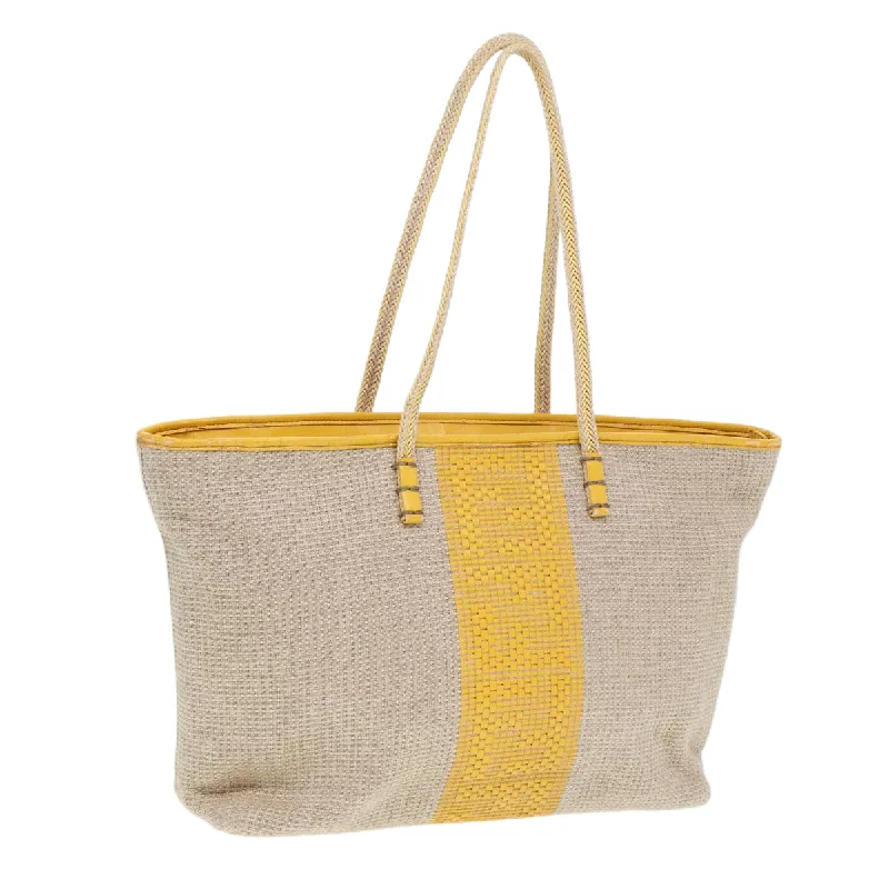 Fendi tote bags with a snap - button closure and a decorative charm for a fashionable and personalized lookFENDI Hand Bag Raffia Beige Yellow  79135