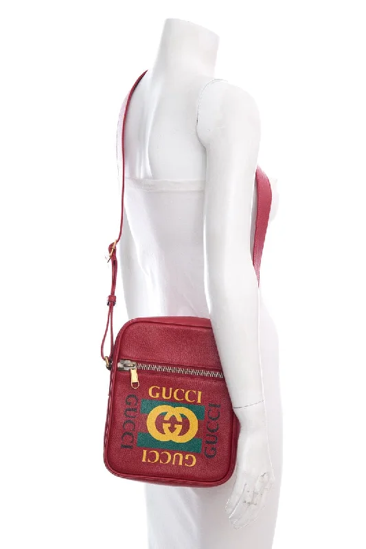 Women Gucci Sylvie bags with a detachable ribbon detailGucci Red Print Messenger Cross-Body