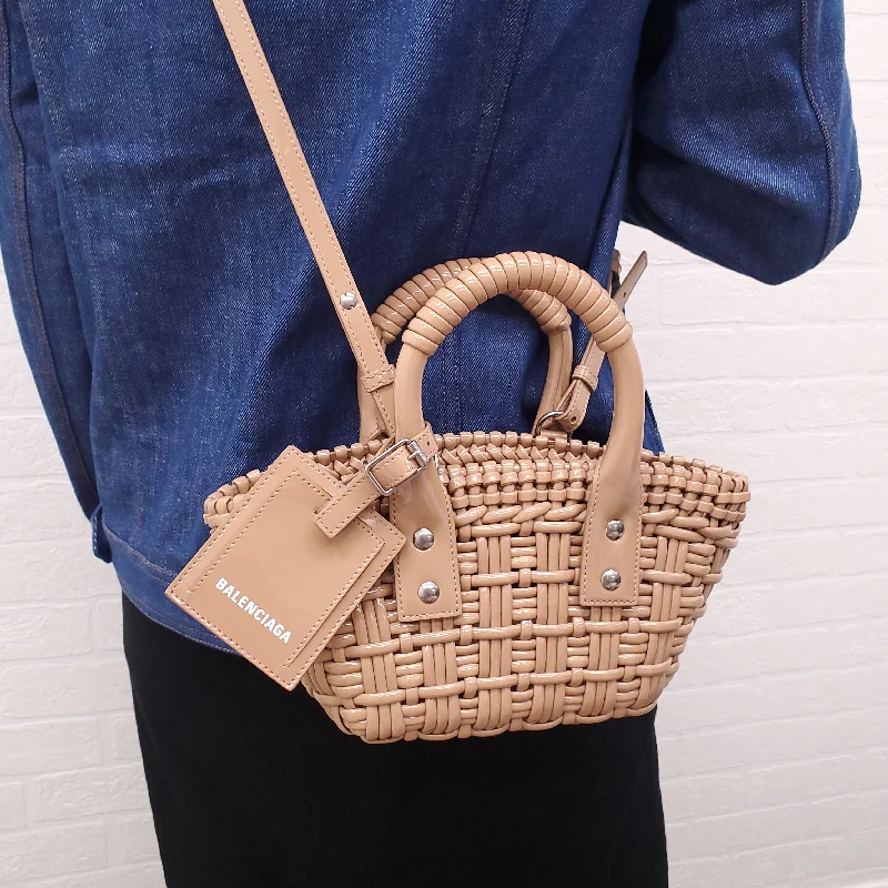 Fendi Sunshine Shopper bags with a structured silhouette and a magnetic - snap closureBALENCIAGA NUDE PATENT WOVEN BASKET BAG