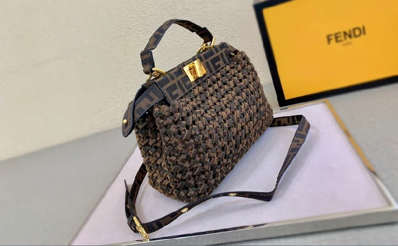 Fendi tote bags with a printed Fendi logo on the front for high brand visibilityFendi vintage 2021 handbag