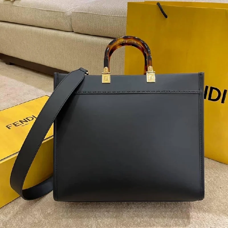 Fendi bags with a front - flap pocket and a turnlock for a classic and elegant aestheticFendi Sunshine Shopper Meduim Bag