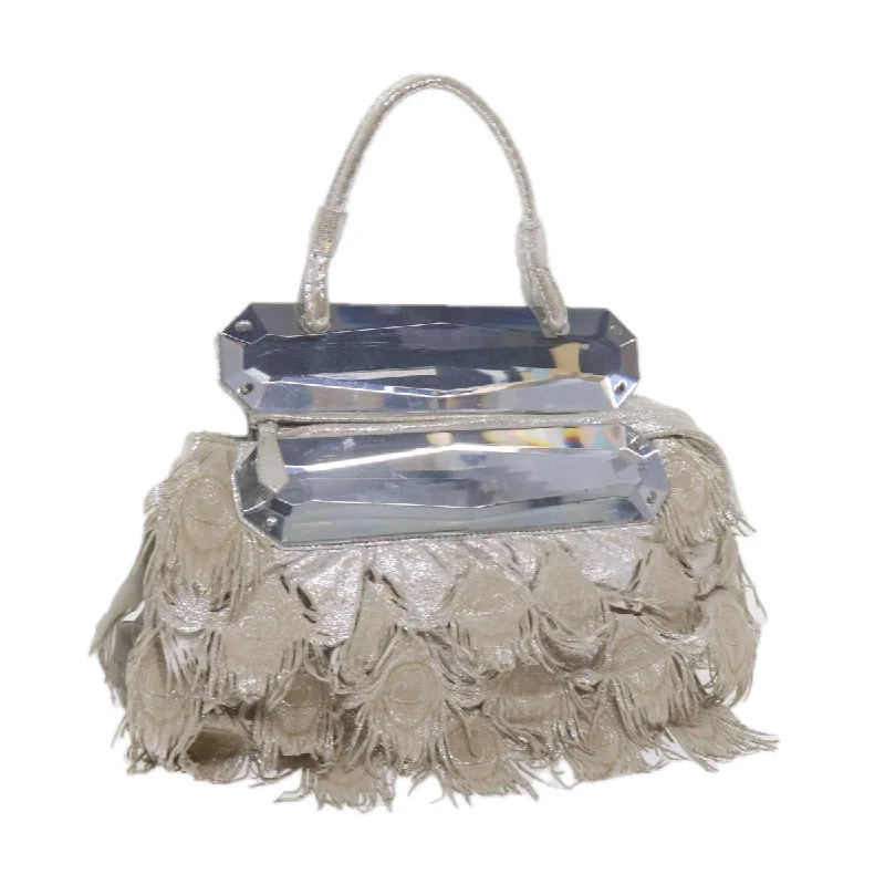 Fendi tote bags with a solar - powered charging panel for eco - friendly chargingFENDI Hand Bag Polyester Silver  bs10442