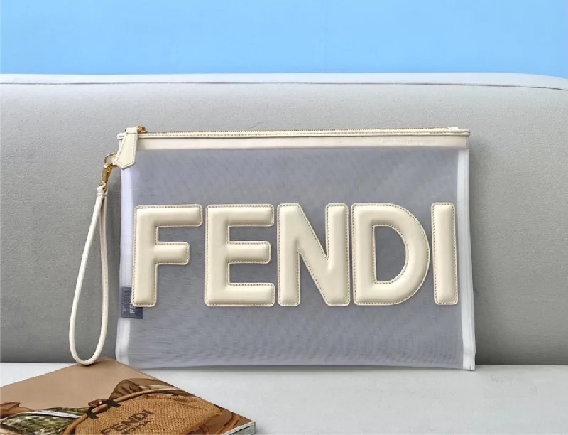 Fendi By The Way bags with a contrast - colored interior for visual interestFendi transparent wrist bag