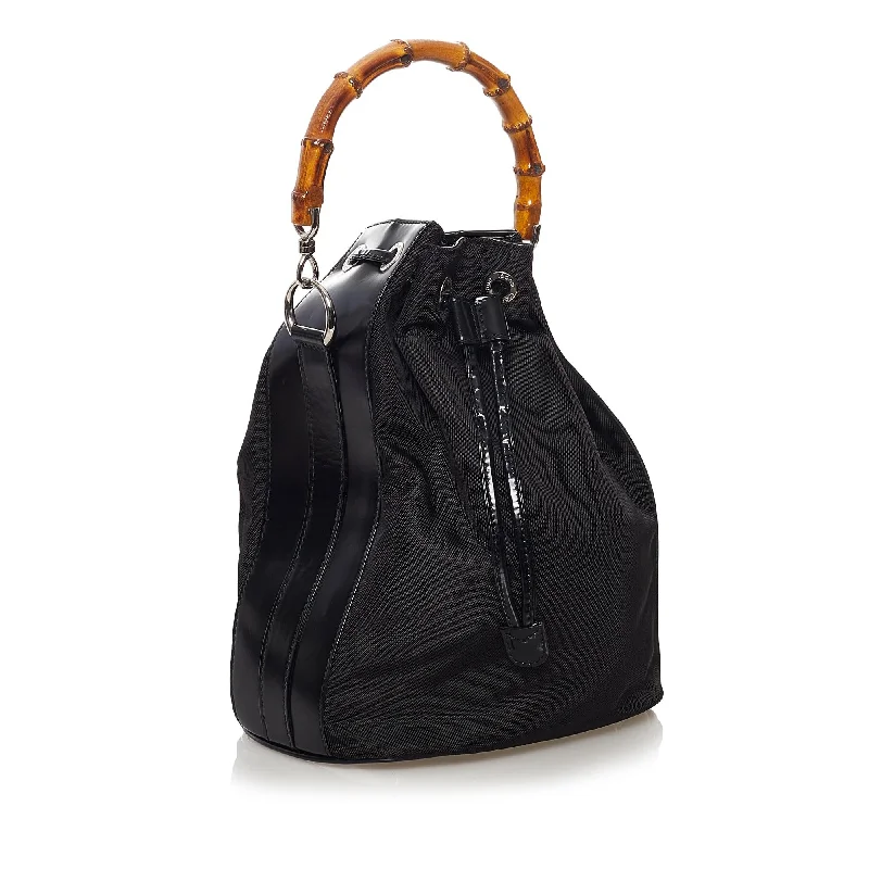 Ladies Gucci Dionysus bags with a chain - link shoulder strapGucci Bamboo Nylon Bucket Bag (31578)