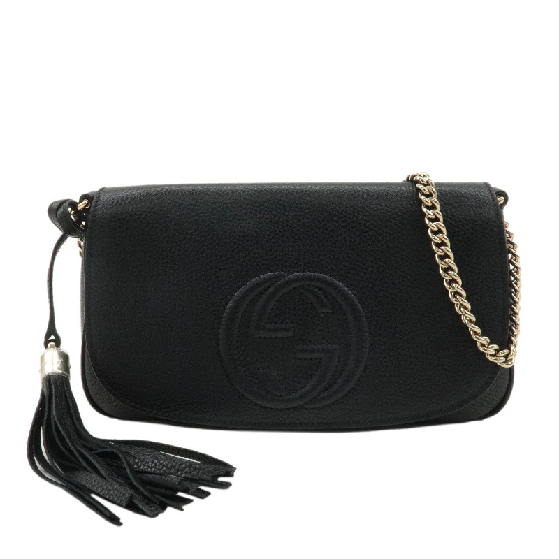 Gucci handbags for women with a beaded trimGUCCI SOHO Leather Chain Shoulder Bag Black 536224