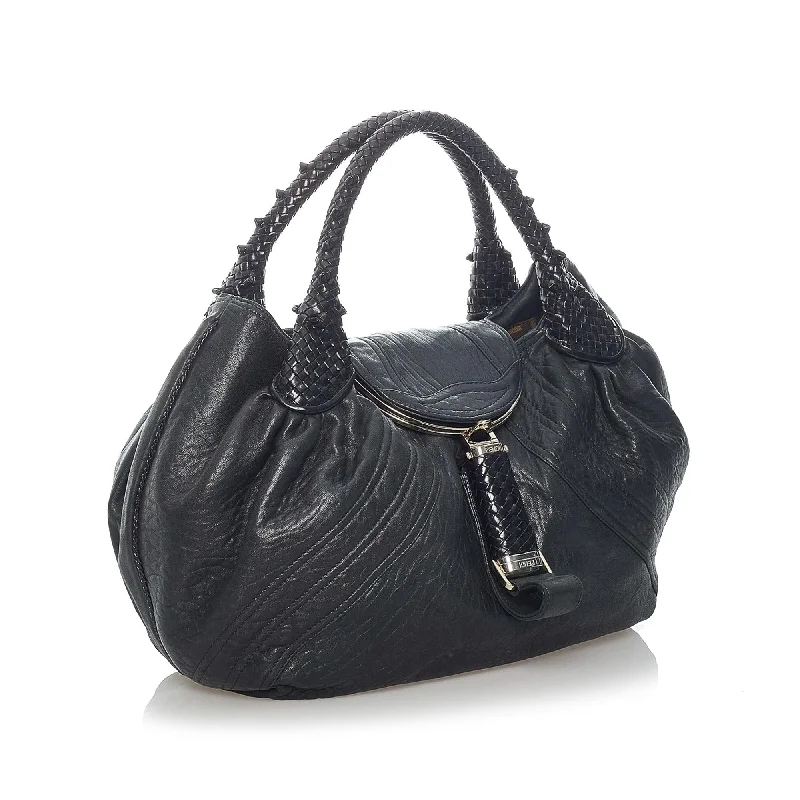 Fendi handbags with a glow - in - the - dark FF logo for a fun and unique featureFendi Spy Leather Hobo Bag (SHG-31184)