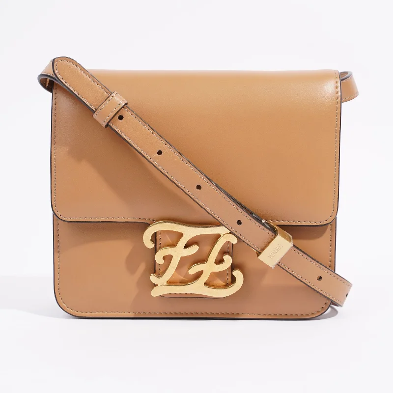 Fendi handbags with a biodegradable leather alternative for an eco - conscious choiceFendi Karligraphy Shoulder Bag Tan Leather