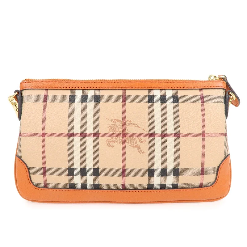 Adjustable Strap Burberry Messenger BagsBURBERRY Nova Plaid PVC Leather Shoulder Bag Beige Orange 3888914