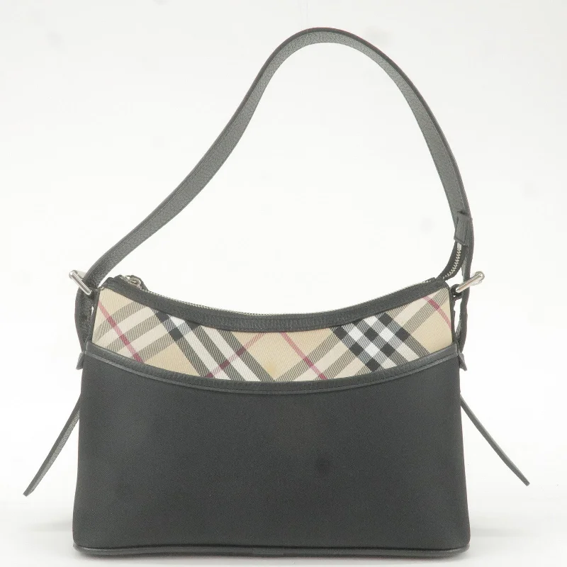 Adjustable Strap Burberry Messenger BagsBURBERRY Nova Plaid Canvas Leather Shoulder Bag Beige Black