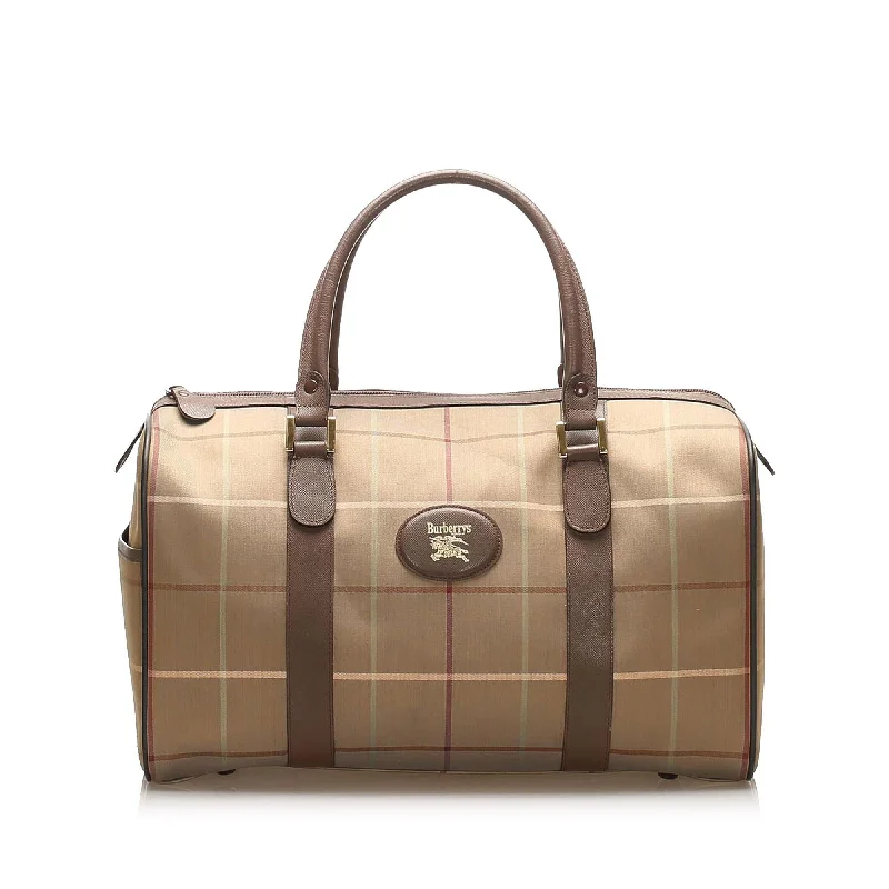 Vintage Inspired Burberry Bags for Retro LoversBurberry Plaid Canvas Boston Bag (SHG-18833)