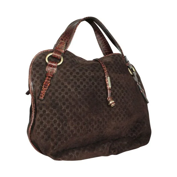 Breathable Celine Gym Bags for Fitness EnthusiastsCeline Cã¨Line Vintage Brown Leather Embossed Bag