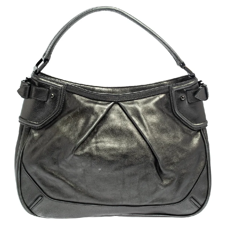 Breathable Burberry Gym Bags for WorkoutsBurberry Metallic Anthracite Leather Fairby Hobo