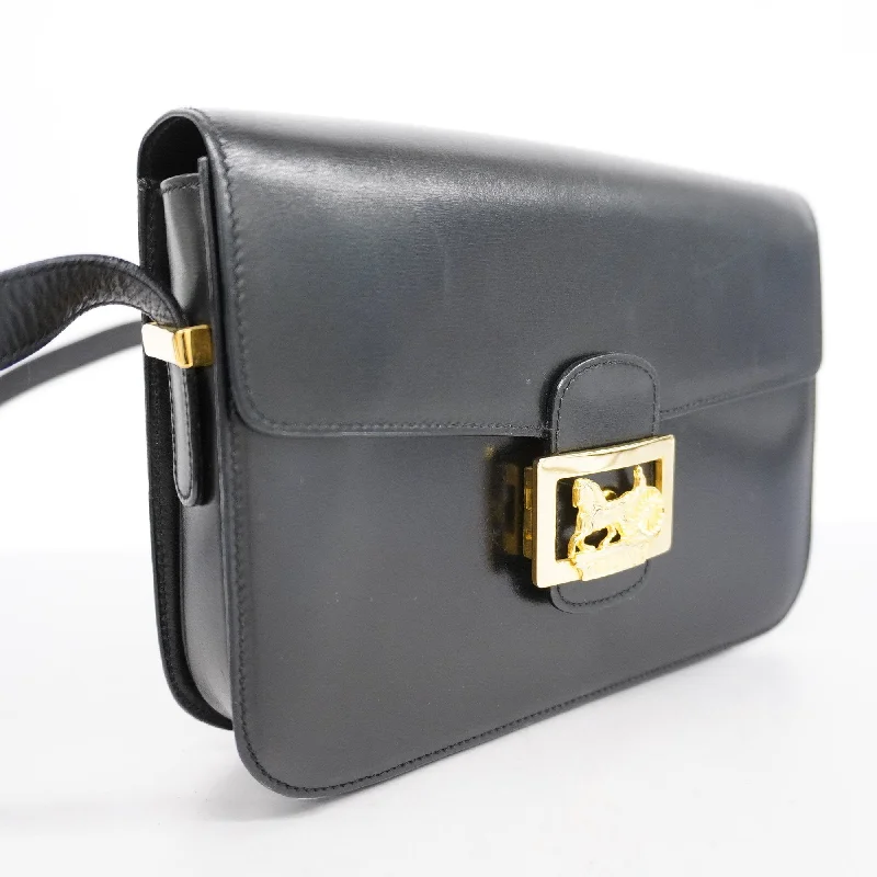 Metallic Celine Bags for a Statement - Making LookCeline  Carriage Metal Fittings Women's Leather Shoulder Bag Black