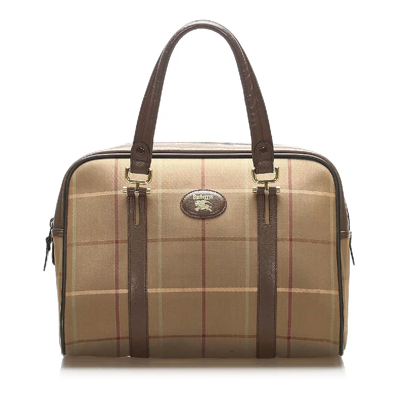 Color - Blocked Burberry Bags for a Bold StatementBurberry Plaid Canvas Handbag (SHG-15138)