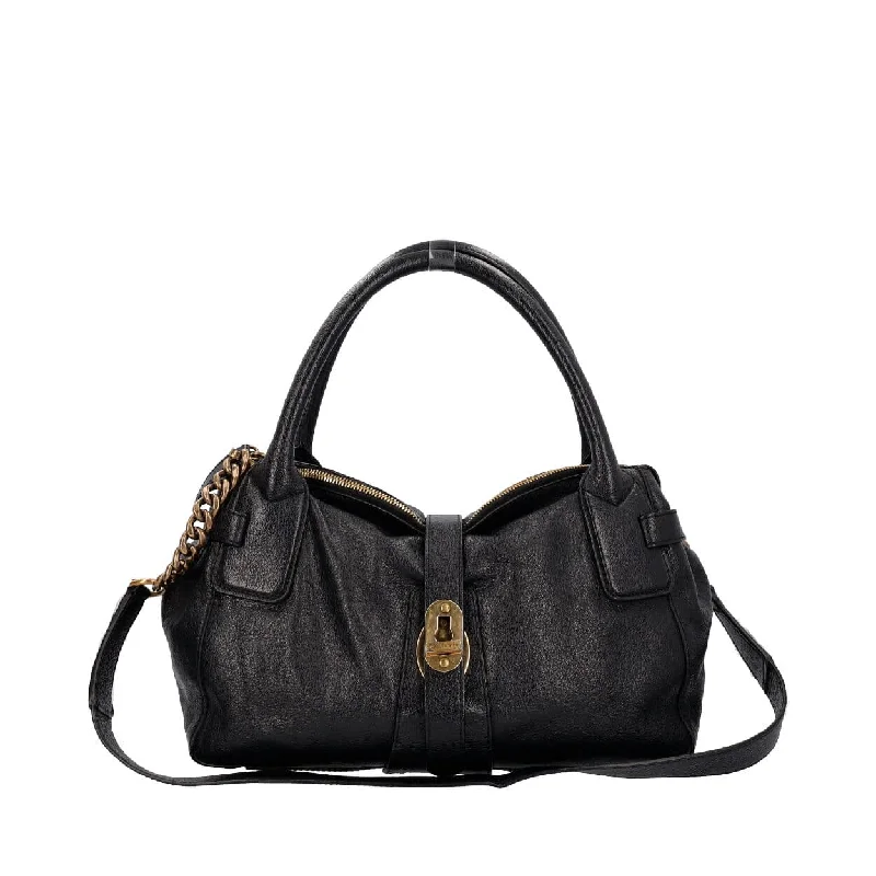 Dark - Hued Burberry Bags for a Sophisticated LookBURBERRY Leather Turn Lock East West Tote Black