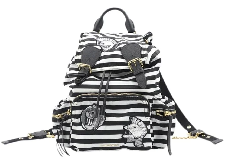 Breathable Burberry Gym Bags for WorkoutsBurberry Pallas Head On Stripe Rucksack White&black Nylon Backpack