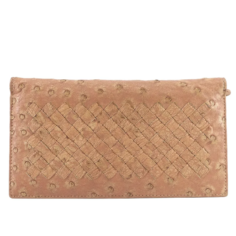 Bottega Veneta bags for wine tastingsIntrecciato Ostrich Leather Long Wallet