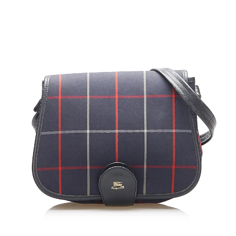 Burberry Bags with Chain Straps for a Chic VibeBurberry Plaid Coated Canvas Crossbody Bag (SHG-17945)