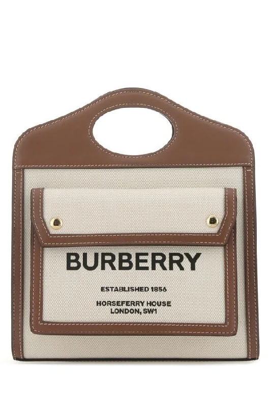 Travel - Approved Burberry Carry - on BagsBurberry Woman Two-Tone Canvas And Leather Mini Pocket Handbag