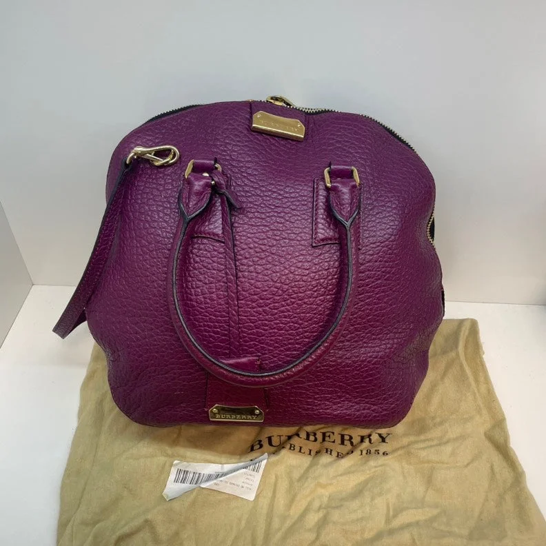 Compact and Portable Burberry Waist BagsBurberry Purple Pebbled Calfskin Handbag