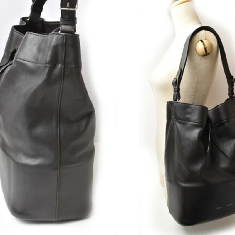 Breathable Celine Gym Bags for Fitness EnthusiastsCeline bag drawstring  Seau leather black